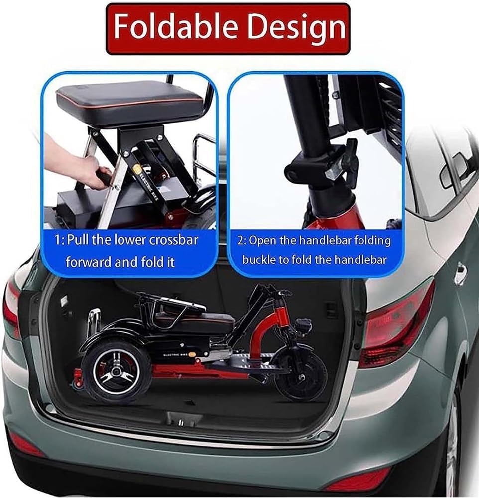 Mobility Scooter Electric, Foldable Lightweight 3-Wheel Mobility Scooter Mobility Scooters Adults with Seat for Adults Elderly Travel Friendly - Ultra Lightweight