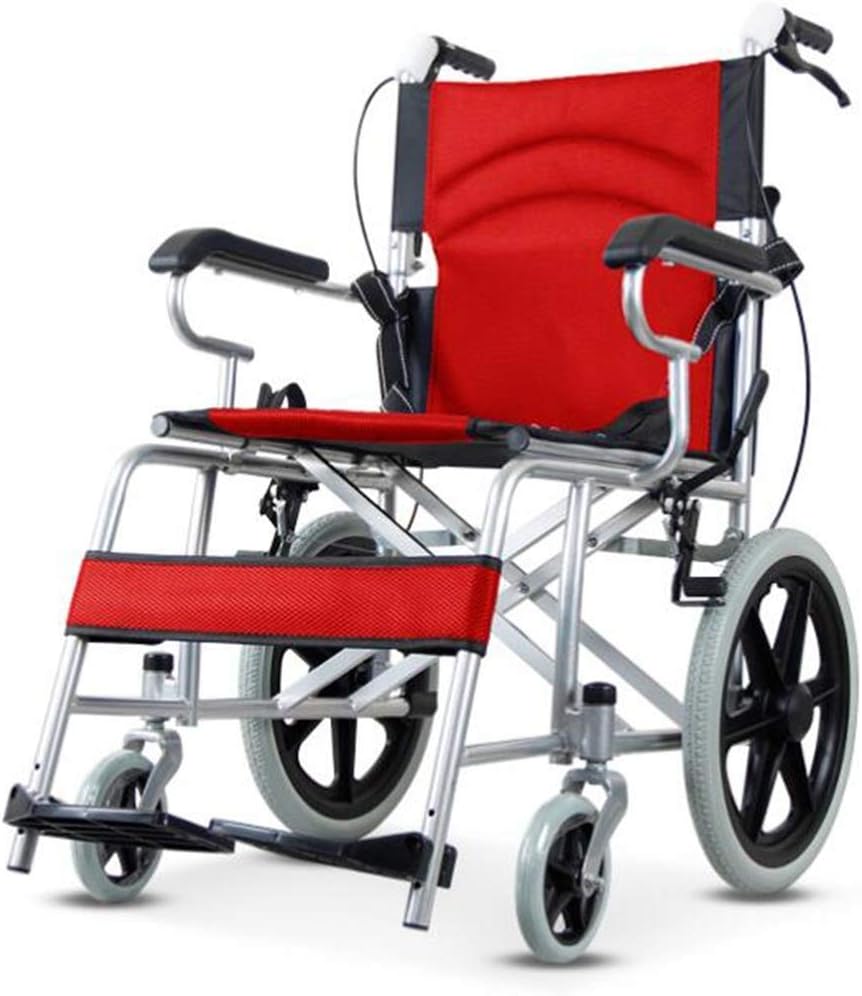 Wheelchair Aluminum Alloy Strong and Sturdy Folding,Lightweight and Portable Travel Senior/disabled Trolley Scooter,portable(Red)