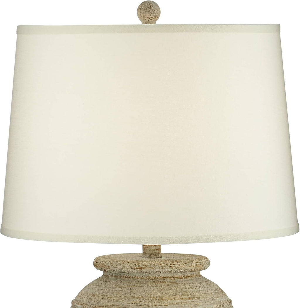 John Timberland Austin Country Cottage Southwest Style Jug-Shaped Table Lamp 28' Tall Sand Tone Desert Ridged Cream Linen Drum Shade for Living Room Bedroom House Bedside Nightstand Home Office