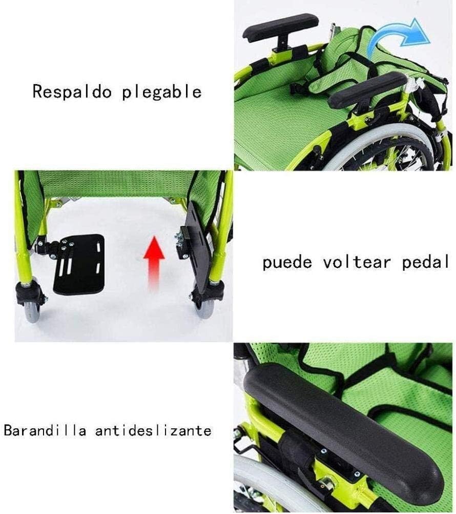 Wheelchair Childrenrsquo;S, Lightweight Aluminum Alloy Scooter Quick Fold with Anti-Overturn Device Breathable Seat Cushion Child Trolley,Portable (B)(B)