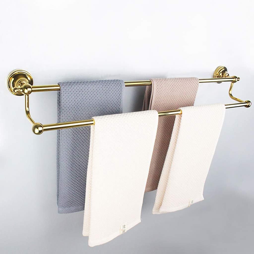 Stainless Steel Double Towel Rail for Bathroom Wall-Mounted Silver & Gold Towel Rack & Stylish Available in 3 Sizes - Perfect for Home Decor