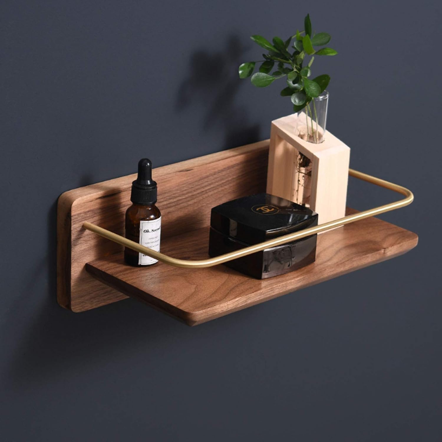 Solid Wood Bathroom Rack, Cosmetic Storage Rack, Towel Bar, Vanity Table, Wall-Mounted Wall-Free Punching