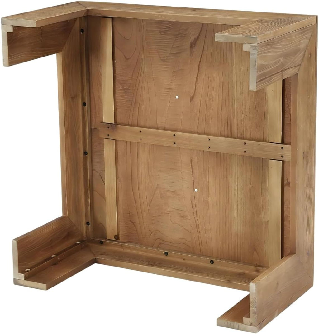 LITTLE TREE 39.4' Solid Wood Coffee Table, Square Coffee Table with Intricate Inlaid Top & Sturdy Legs, Rustic Center Tables for Living Room, Easy Assembly, Brown, 39.4' L x 39.4' W x 19.7' H