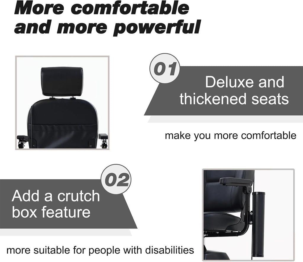Mobility Scooters for Seniors & Adults 400 Lb Weight Foldable,All-Terrain Heavy Duty 4 Wheel Powered Scooter,Portable Disability Mobile Electric Wheelchair with Comfort Seat,15Miles,5MPH,Black