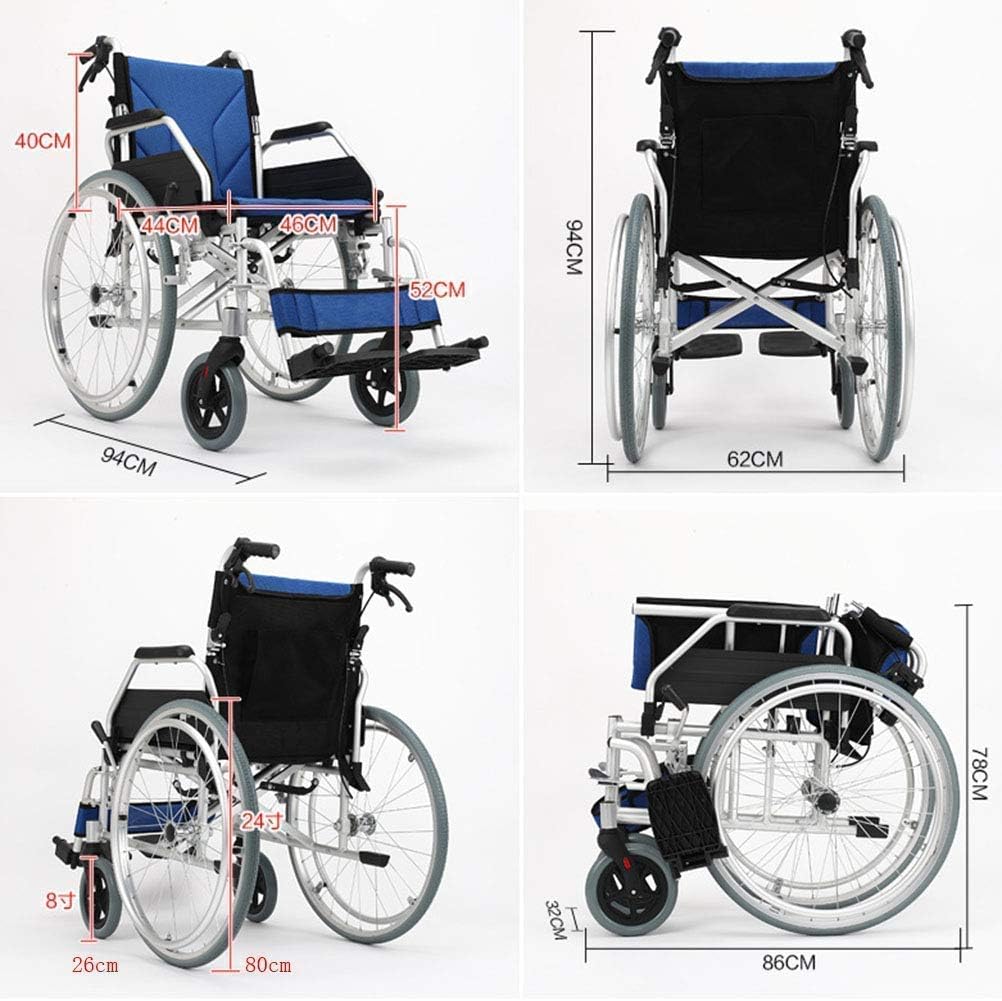 Lightweight Folding Wheelchair Driving,Wheelchair Portable Cart,Elderly Disabled Aluminum Alloy Widened Wheelchair Scooter Transport,Portable