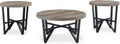 Signature Design by Ashley Deanlee Contemporary Table Set with Metal Frame, Set of 3, Light Brown & Black