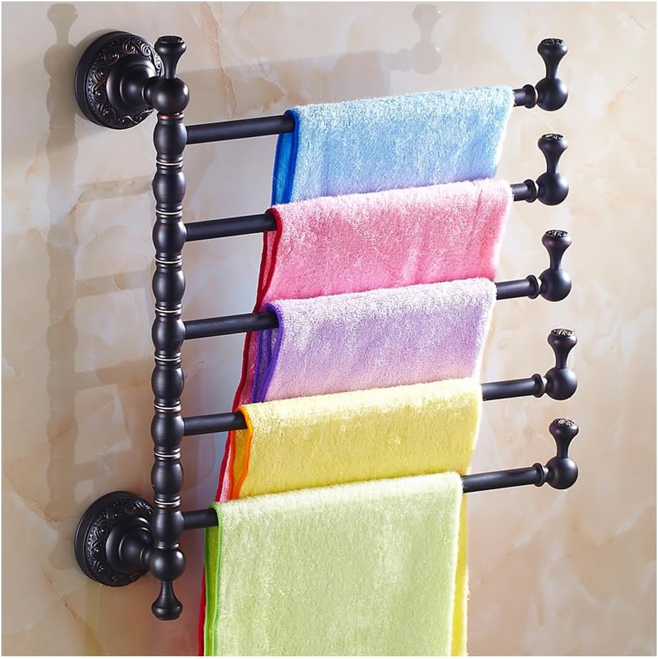 ZHOUXIAO Oil Rubbed Bronze Swing Out Towel Bar Holder/Brass Swivel Multiple Towel Rack for Bathroom or Kitchen, Towel Bar Folding Arm Swivel Hanger Bathroom Storage Wall Moun R