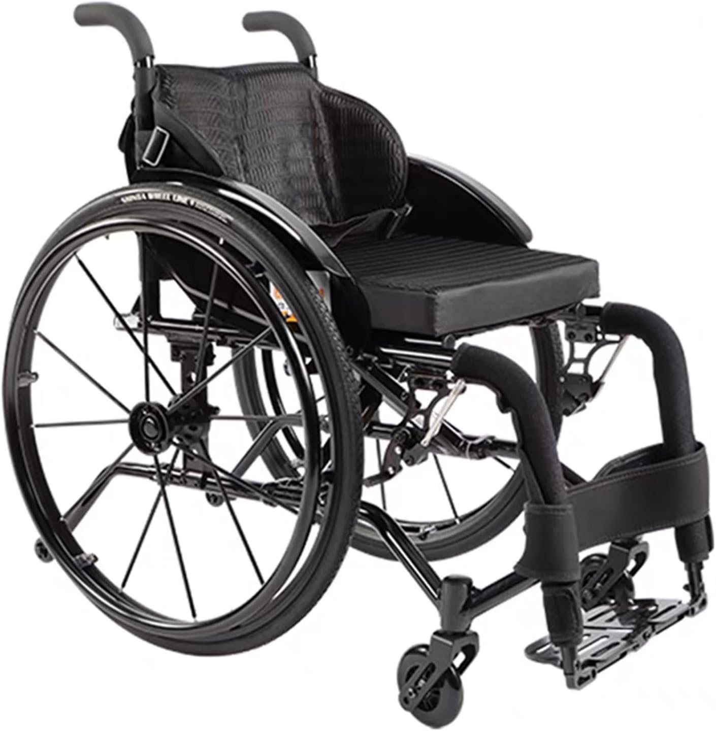 Lightweight Sports Wheelchair,Aluminum Alloy Wheelchair,Sports Folding Transport Wheelchair,Adult Self-propelled Portable Wheelchair,Handbrakes Quick Release Rear Wheels Anti-Tip Wheels(Black,36cm/14.