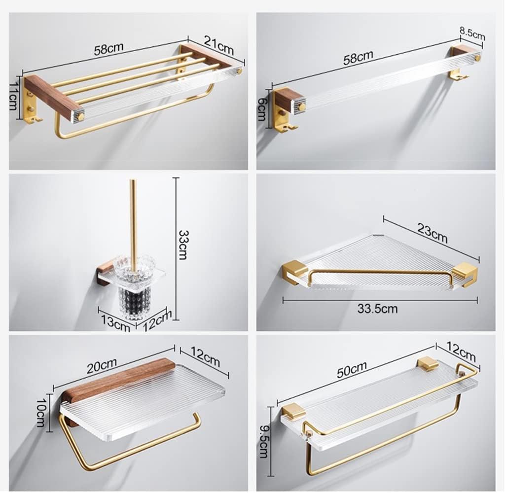 Towel Bars Acrylic Bar, Light Solid Wood Bathroom Accessory Set, Wall Mounted Accessories Kit Hardware(Bath Towel Rack)