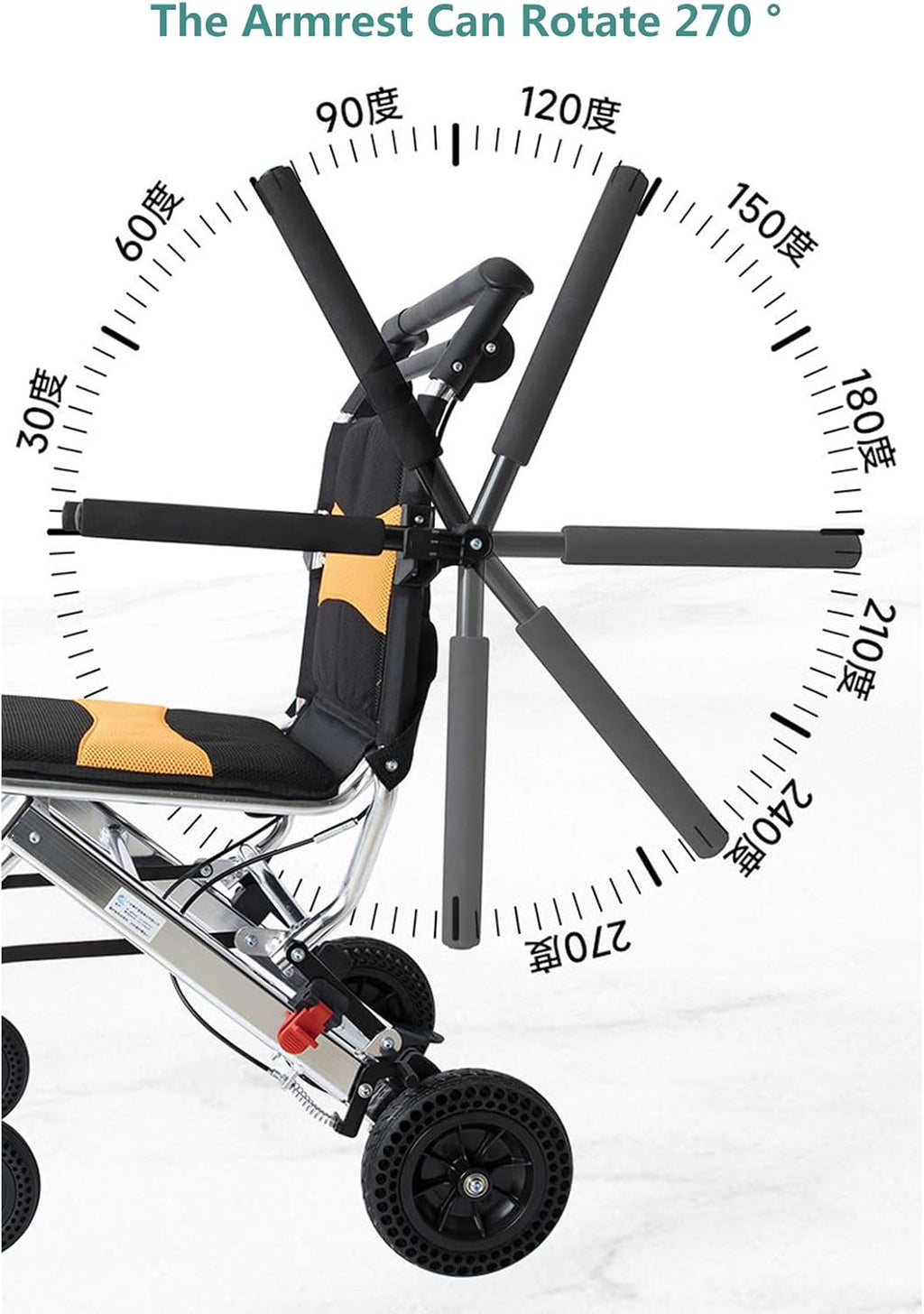 Folding Portable Wheelchair with Hand Brake,Portable Folding Wheelchair, Super Lightweight Transport Wheelchair,Folding, Portable. with Locking Hand Brakes,Flip-Backs Arms