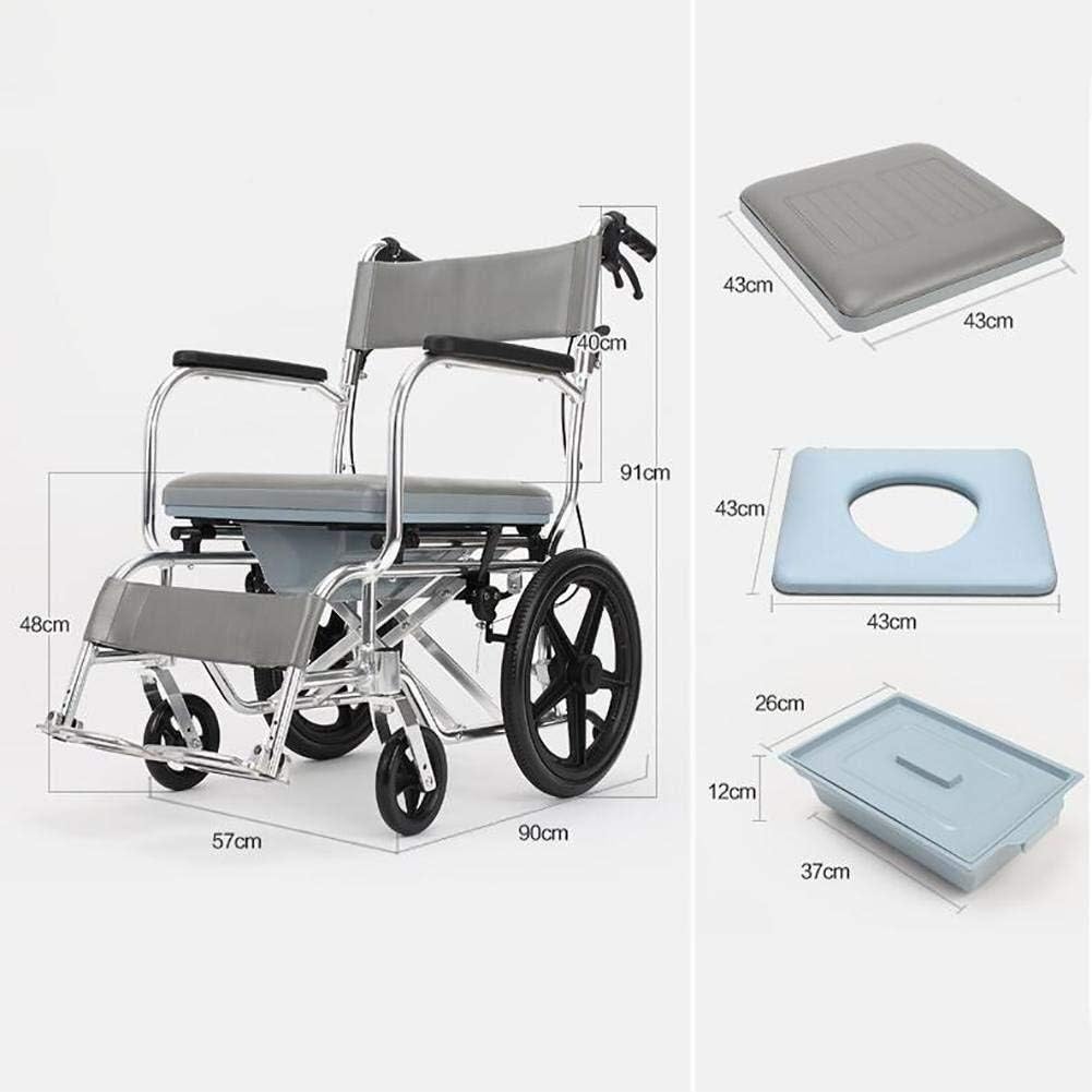 Wheelchair Manual, with Toilet Multifunction Fold Light Take A Bath Waterproof Old Man Hand Scooter,Portable