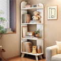 Solid Wood Floor-Standing Storage Rack, Modern Minimalist Storage Shelf, Corner Storage Rack, Corner Bookcase for Bedroom, Living Room(White)
