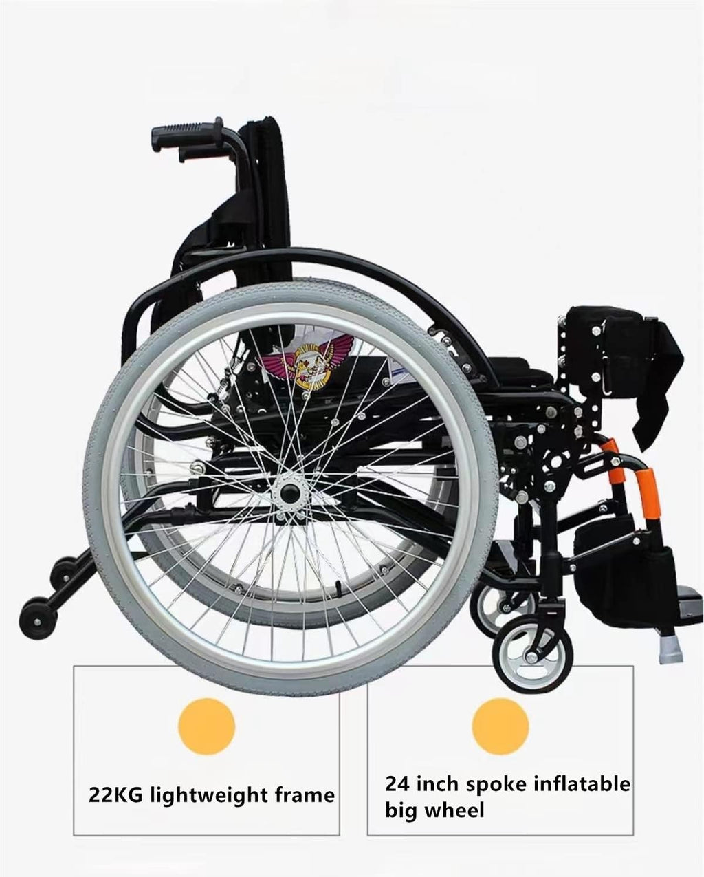 Manual Wheelchair Walker Standing Frame Sports Wheelchair Hemiplegia Wheelchair can Stand and sit Foldable Rehabilitation Trainer (Size : Seat Width 40cm)