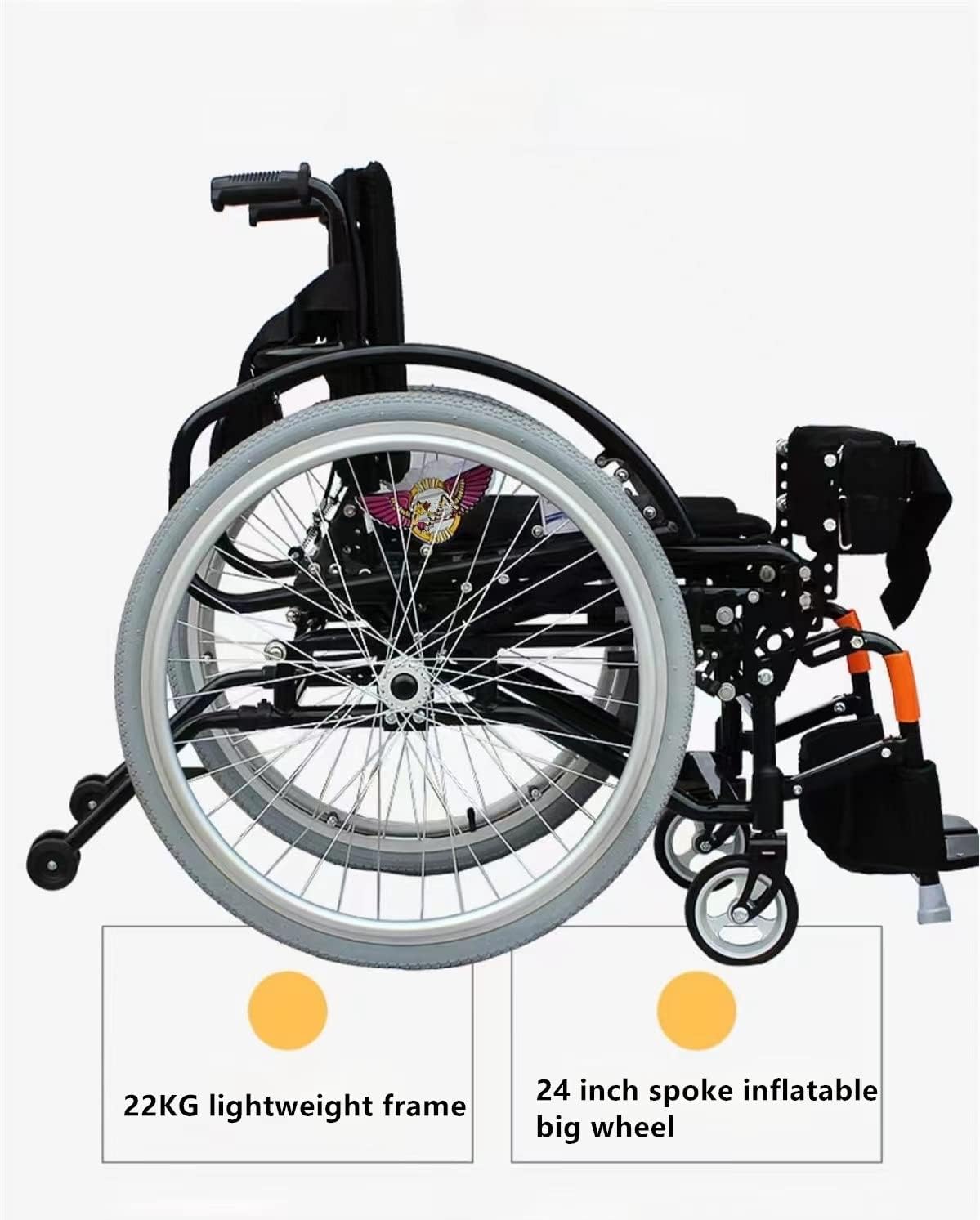 Manual Wheelchair Walker Standing Frame Sports Wheelchair Hemiplegia Wheelchair can Stand and sit Foldable Rehabilitation Trainer (Size : Seat Width 40cm)