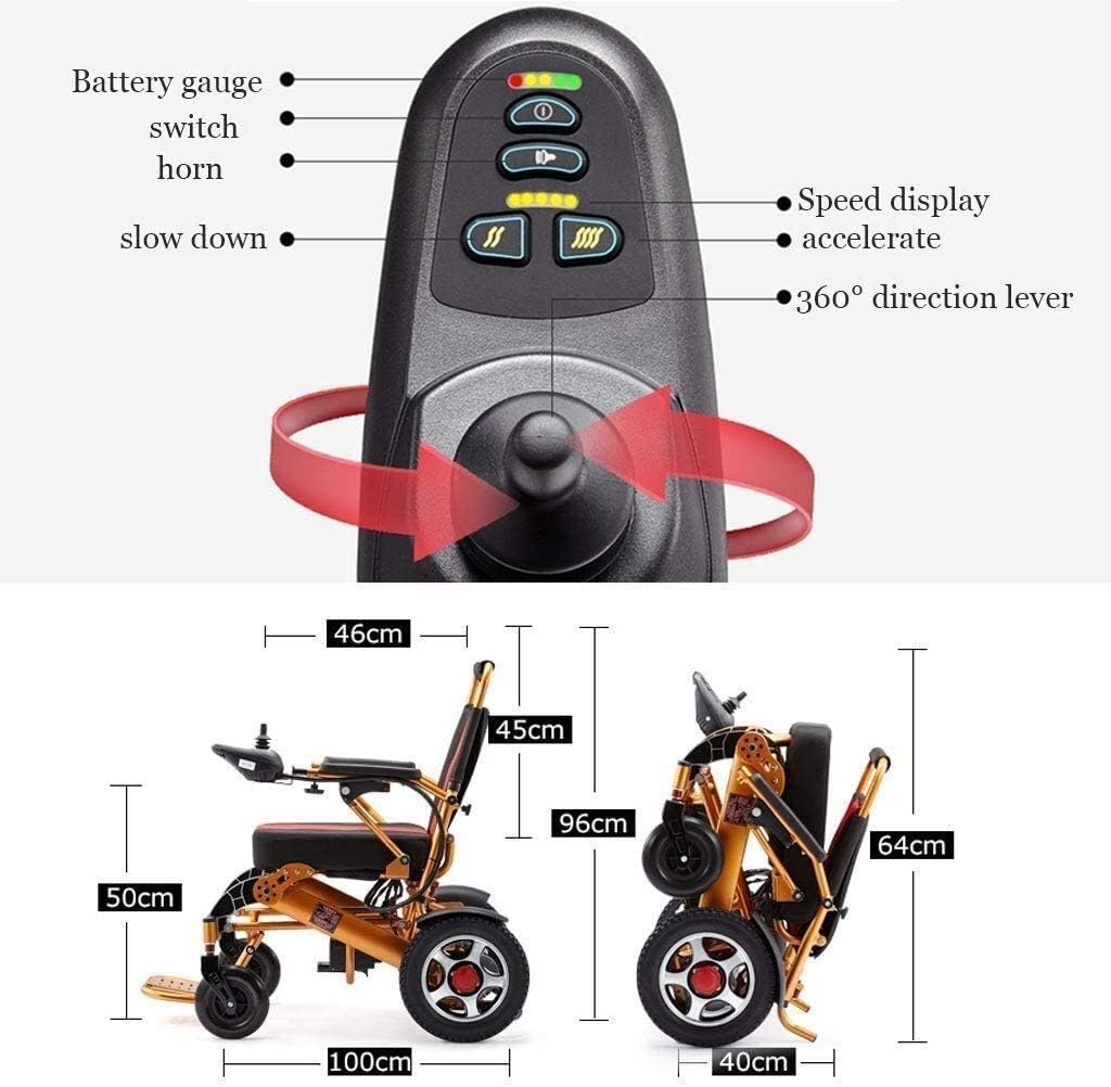 PXX Disabled Elderly Folding Electric Wheelchair, Electric Wheelchair Lightweight Dual-Motor Electric Scooter Lithium Aluminum Chair 12A