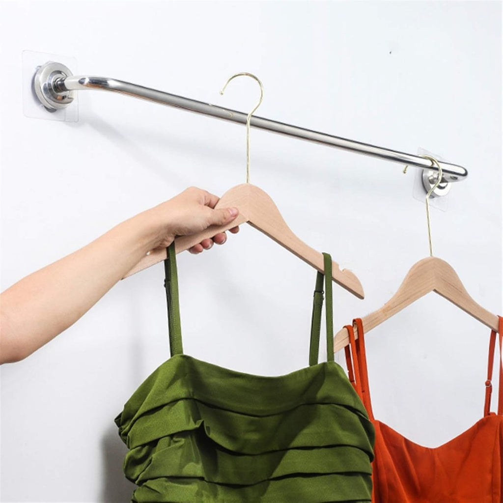 Wall-Mounted Towel Rack,Wall Mounted Towel Bar & Clothes Rack, Self-Adhesive 60cm Stainless Steel Bathroom Organizer, Durable and Space-Saving Solution for Towels and Clothes