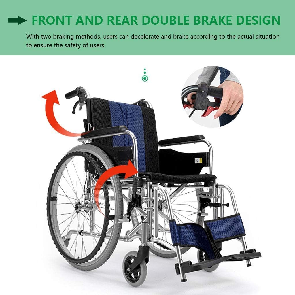 Wheelchair for The Elderly with Disabilities, Made of Aviation Aluminum Alloy, Foldable Backrest and Liftable Footrest, with Safety Belt for Safer,Portable