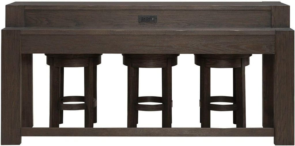 Liberty Furniture Lennox Hill Living Room 4 Piece Set - Console Bar Table, 3 Swivel Upholstered Stools - Bark