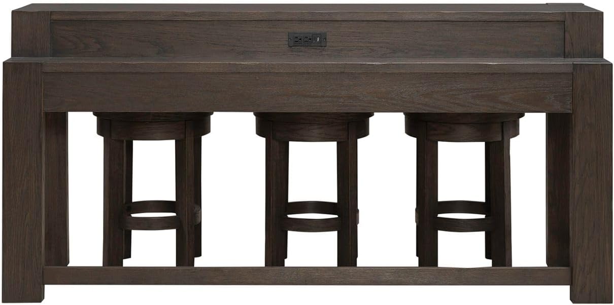 Liberty Furniture Lennox Hill Living Room 4 Piece Set - Console Bar Table, 3 Swivel Upholstered Stools - Bark