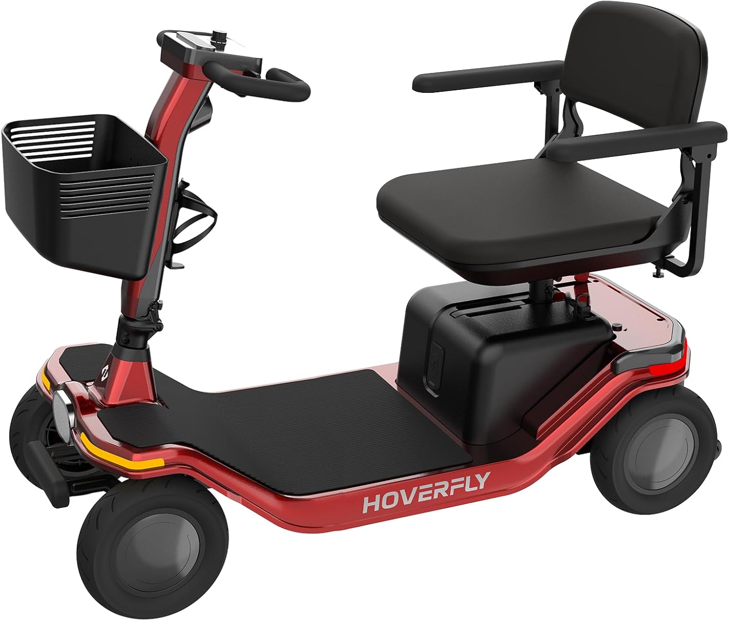Hoverfly T5 Mobility Scooter for Seniors, Max 16.8-Mile Range & 5 mph, 3-Position Seat & Anti-slip Rear Wheel, Removed Battery & Quick Fold Design, Solid 9' Tire &330 lb Capacity, Ease of Assembly Red