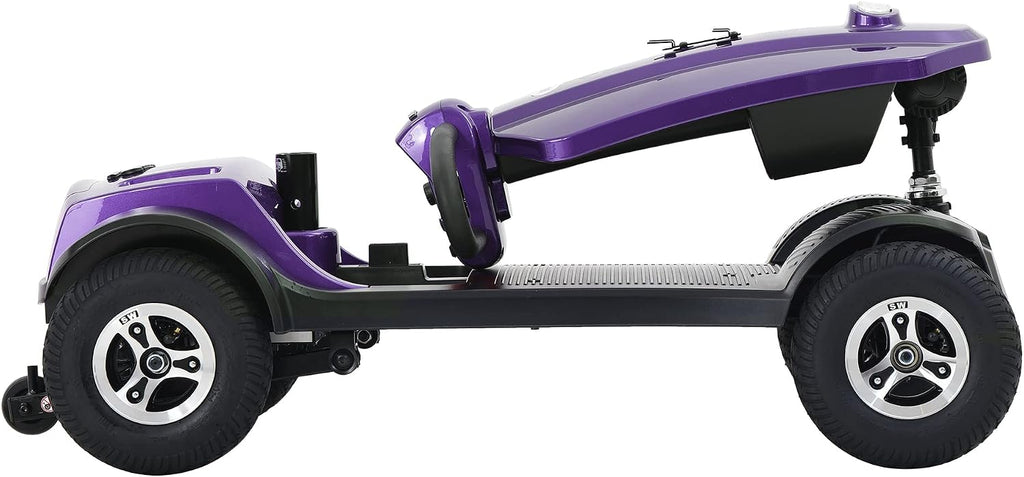 Metro Mobility - 2026 New 4 Wheel Outdoor Mobility Scooter - Adult Mobility Scooter 300 lbs Foldable - Battery - 12V20AH*2pcs, Max Range 16 Miles (Purple)