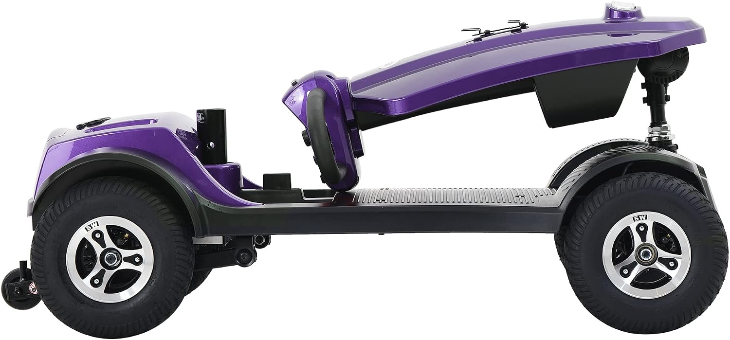 Metro Mobility - 2026 New 4 Wheel Outdoor Mobility Scooter - Adult Mobility Scooter 300 lbs Foldable - Battery - 12V20AH*2pcs, Max Range 16 Miles (Purple)