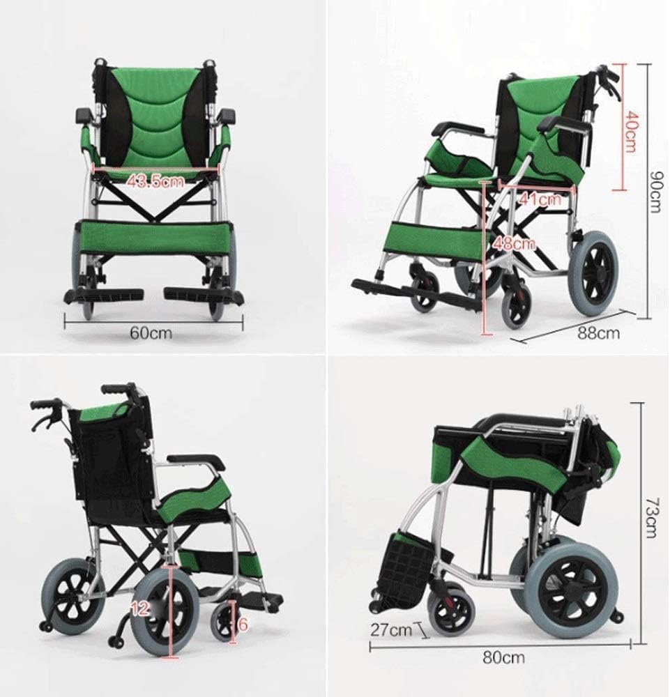 Wheelchair,Wheelchair Aluminum Folding Portable Trolley Elderly Disabled Ultra Light Portable Travel Small Wheel Scooter