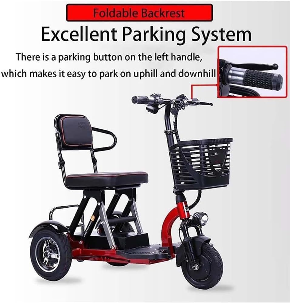 Mobility Scooter Electric, Foldable Lightweight 3-Wheel Mobility Scooter Mobility Scooters Adults with Seat for Adults Elderly Travel Friendly - Ultra Lightweight