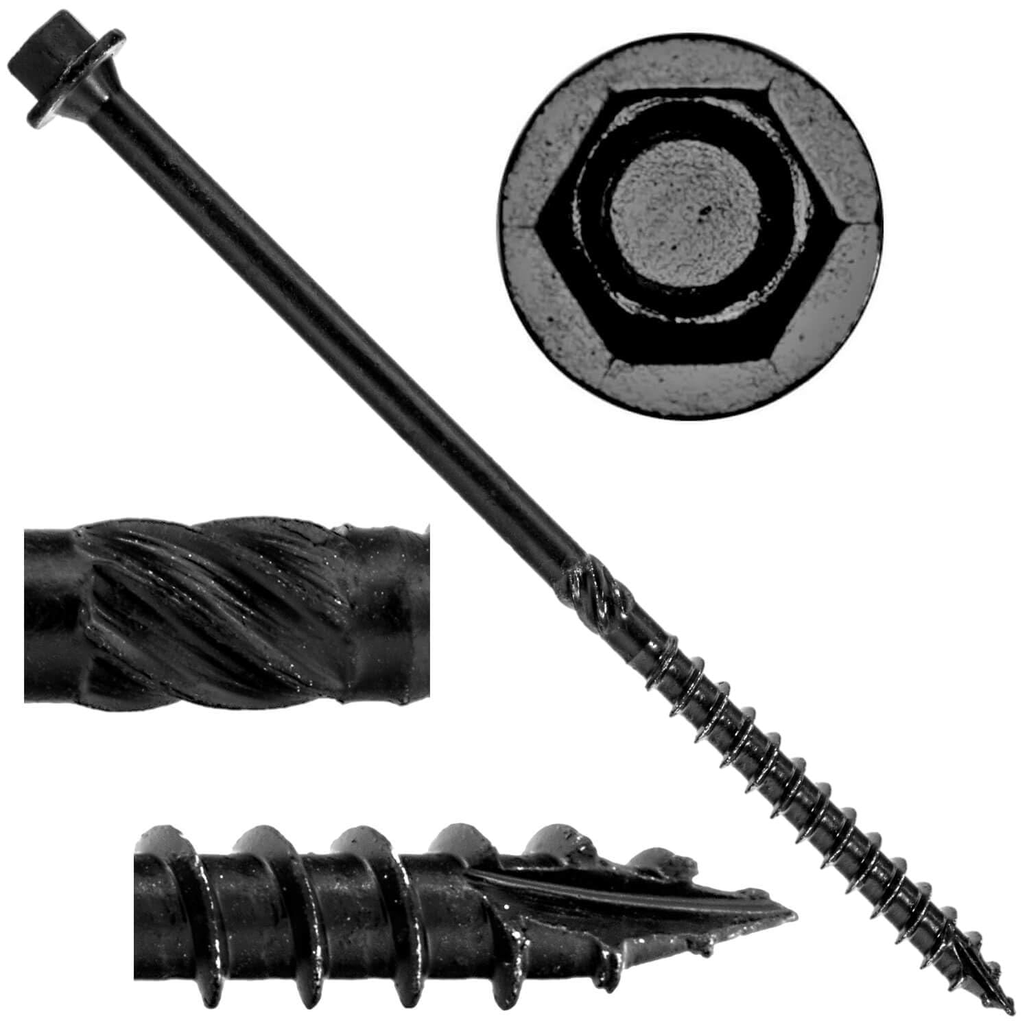 Jake Sales #14 X 5 Heavy Duty Black Timber/Log/Landscaping Wood Screws - Exterior Coated Heavy Duty Screws. 9 x 5 Pound Boxes - ~990 Screws