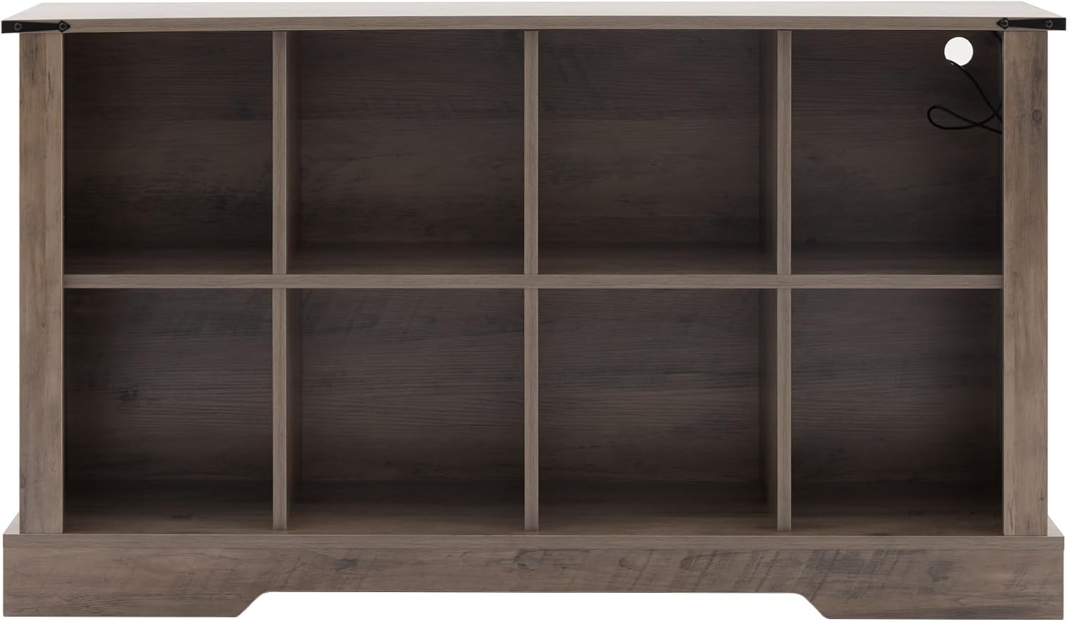 8 Cube Bookcase, Wooden Cube Storage Organizer Shelf, Grey Horizontal Book Shelf with LED Lights, Freestanding Display Cabinet for Living Room, Bedroom, Home Office