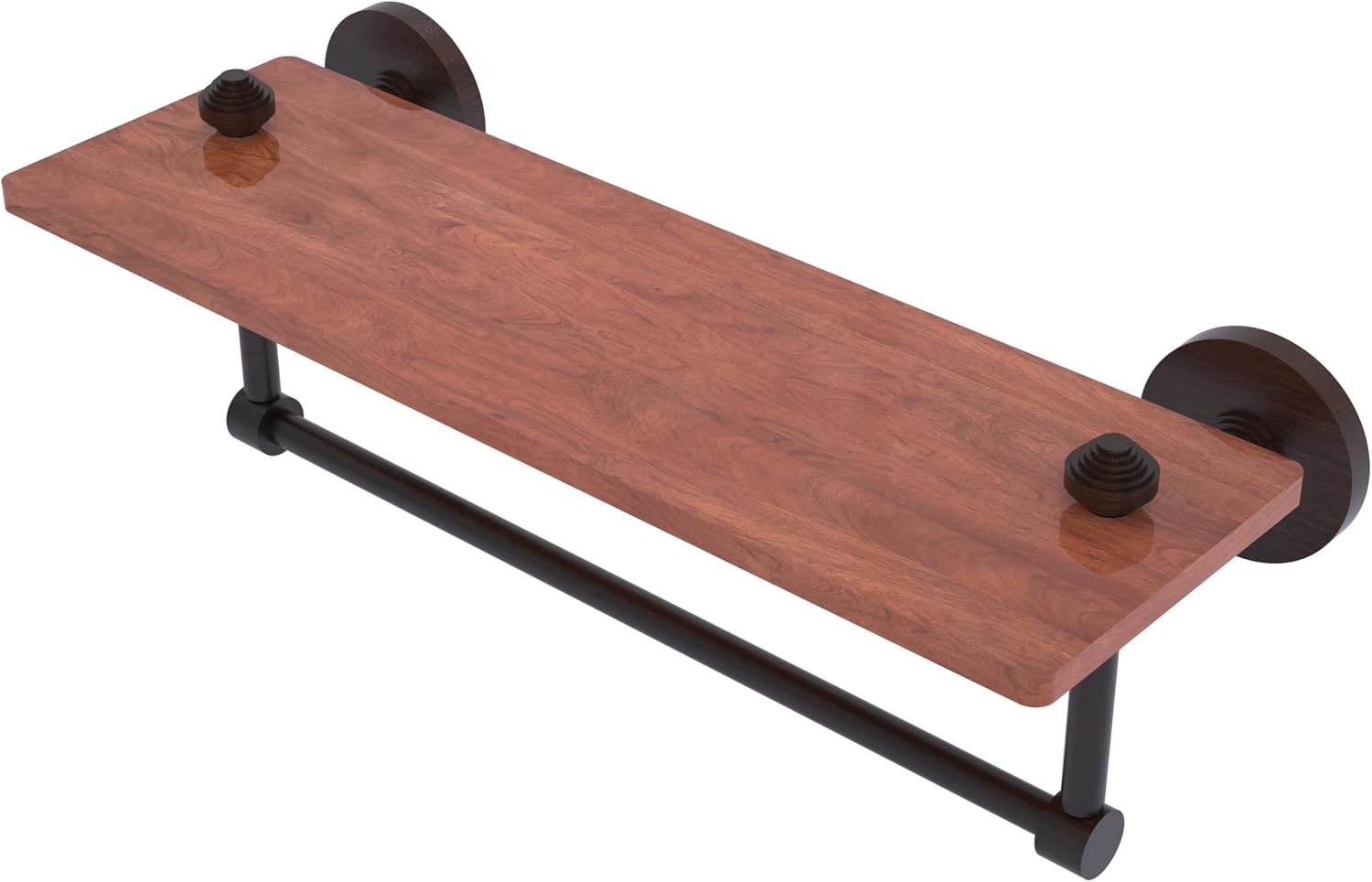Allied Brass SB-1TB-16-IRW-VB South Beach Collection 16 Inch Solid IPE Ironwood Integrated Towel Bar Shelf, Venetian Bronze