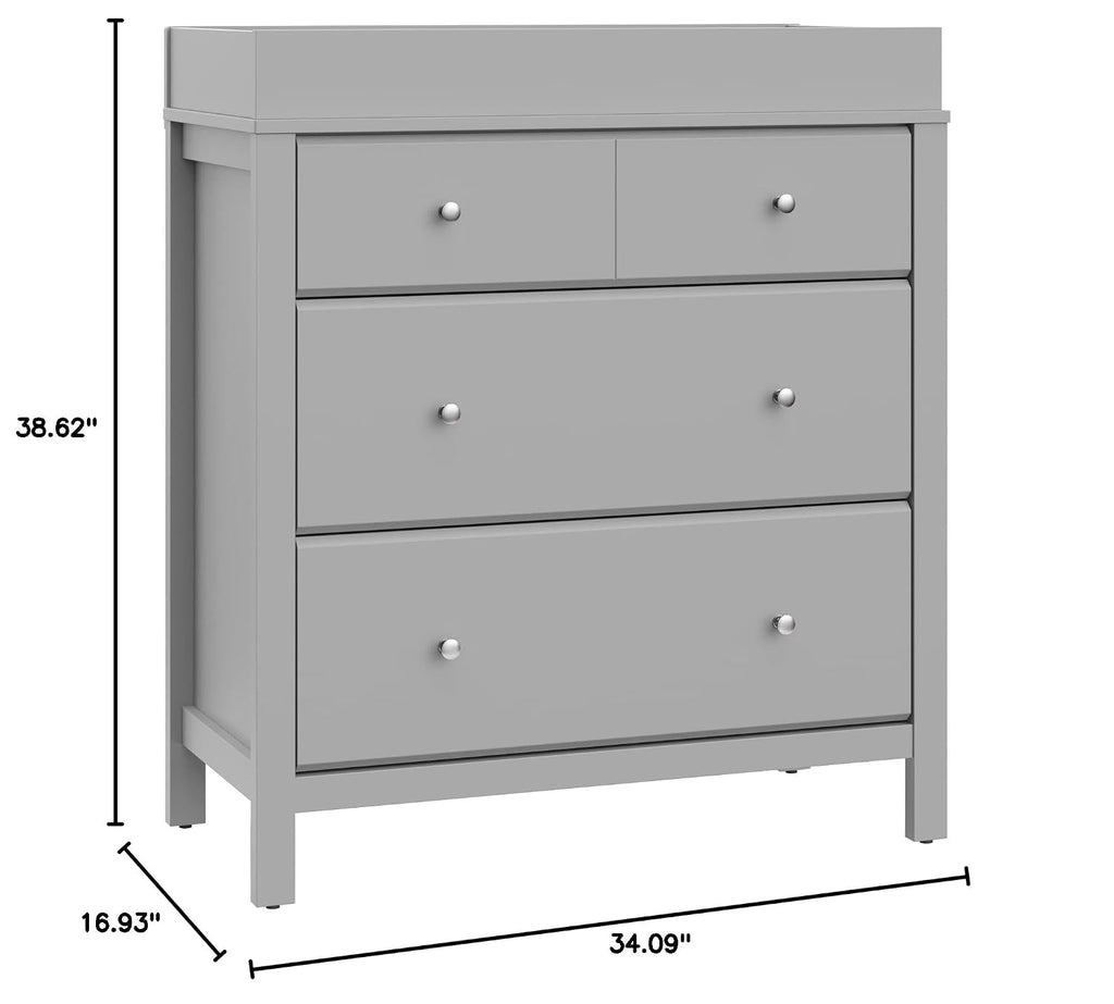 Storkcraft Horizon 3 Drawer Chest with Changing Topper (Pebble Gray) – GREENGUARD Gold Certified, Includes Removable Changing Table Topper, Chest of Drawers for Nursery & Kids Bedroom