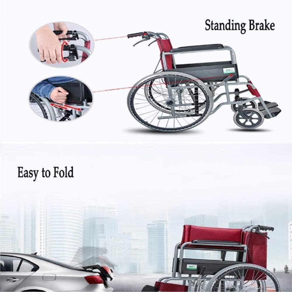 Wheelchair Aluminum Alloy Lightweight Fold, Portable Comfortable Non-Slip Trolley Scooter, Disabled/Elderly with Rear Brake,Portable