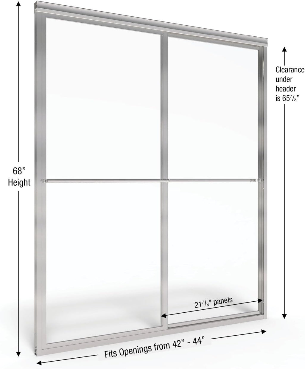 Basco Deluxe Framed Sliding Shower Door, Fits 42-44 inch opening, Obscure Glass, Brushed Nickel Finish