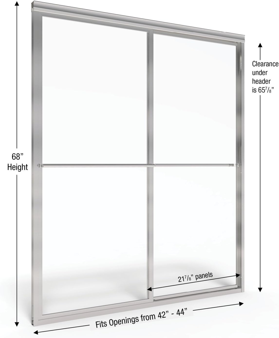 Basco Deluxe Framed Sliding Shower Door, Fits 42-44 inch opening, Obscure Glass, Brushed Nickel Finish
