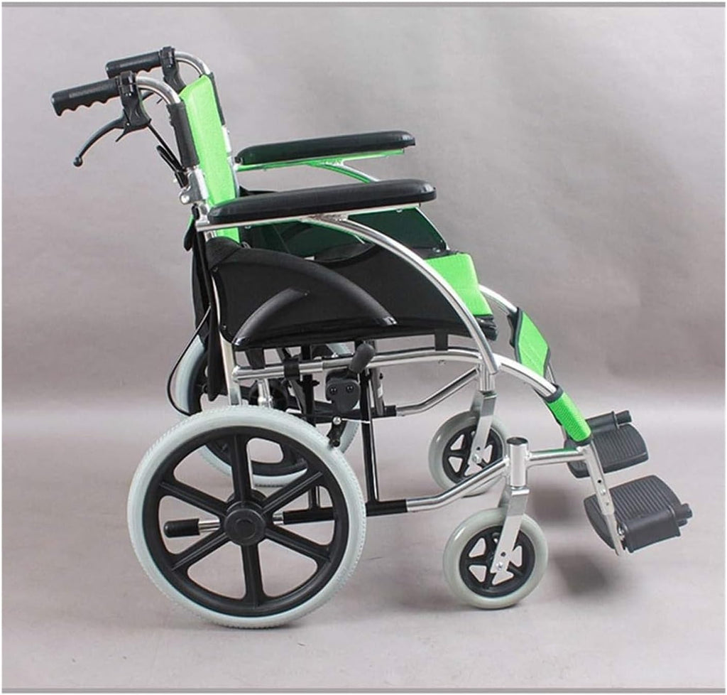 Folding wheelchairs Folding Wheelchair Sponge Cushion Small Foldable Aluminum Alloy Disability Scooter Ramp Safety Brake Loading 100kg Push Type Trolleys