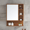Bathroom Wall-Mounted Cabinet Wood Bathroom Mirror Cabinet Wall-Mounted Storage Cupboard Mirror Cabinet with Shelf and Towel Bar Toilet Bathroom Space