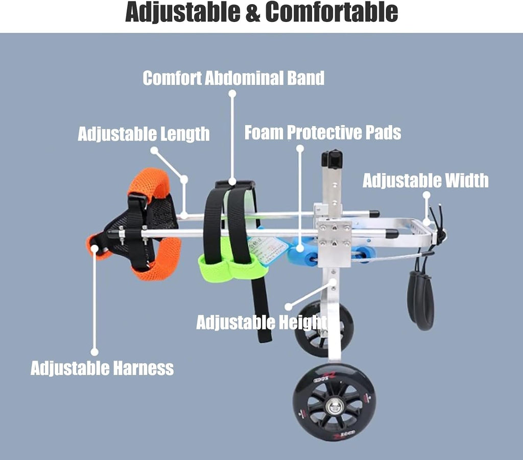 Dog Wheelchair Rehabilitation Aid, Pet Assisted Walk Wheelchair for Rear Support, Dog Rehabilitation Training Cart, Dog Scooter with Paralyzed/Disability/Injured Hind Legs