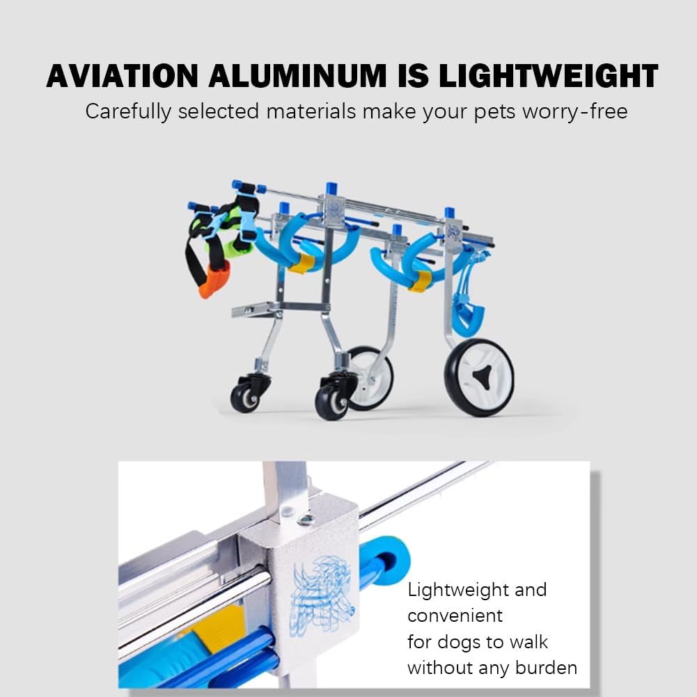 Small Four-Wheeled Dog Wheelchair, Pet Wheelchair, Dog Disability Training Wheelchair, Scooter Four-Wheeled Dog Cart, Does Not Affect Defecation, Light Weight,Xs Widen