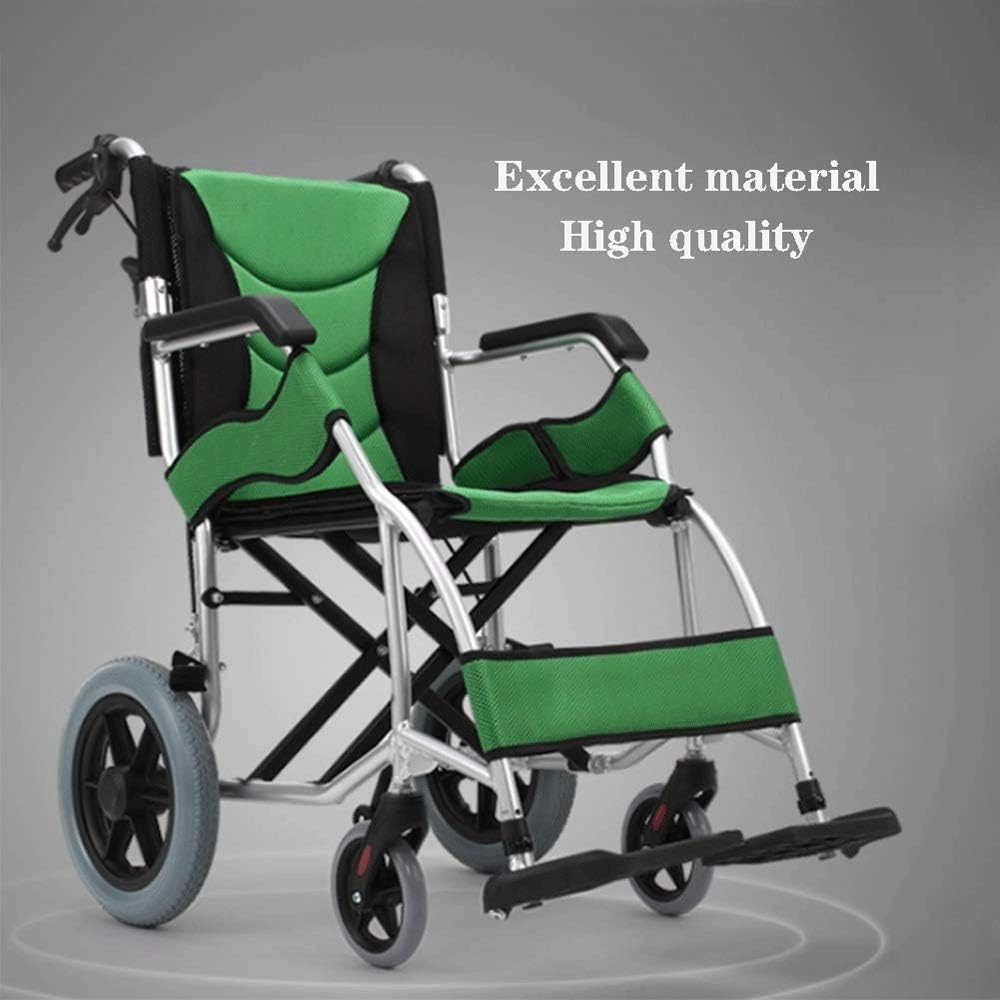 Wheelchair,Wheelchair Aluminum Folding Portable Trolley Elderly Disabled Ultra Light Portable Travel Small Wheel Scooter
