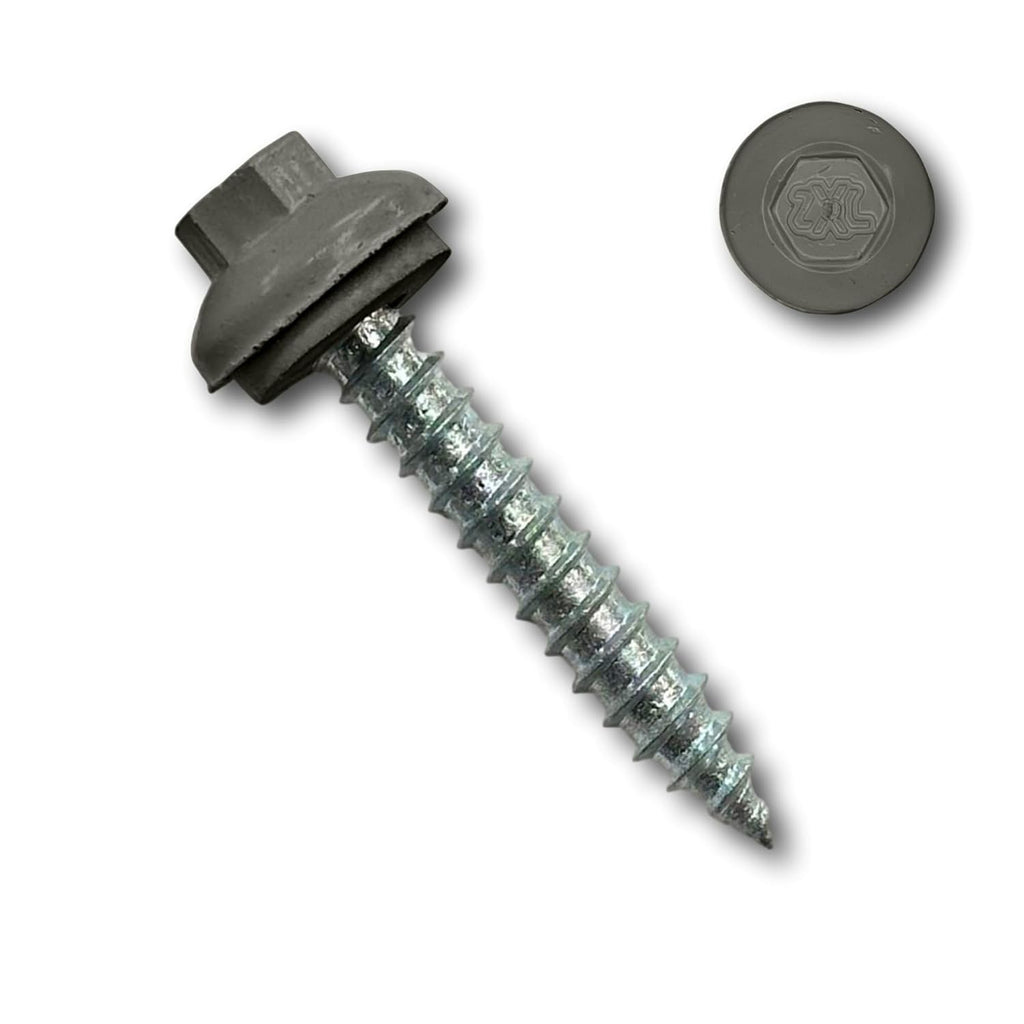 EAGLE 1 Long-Life Metal Roofing Screws: #14 x 1.5 Dome Cap Metal Roofing Screw (250-Count), Self-Tapping Tip, EPDM Washer, Multiple Colors/Includes 5/16' Magnetic Hex Bit Driver (Charcoal, 250)