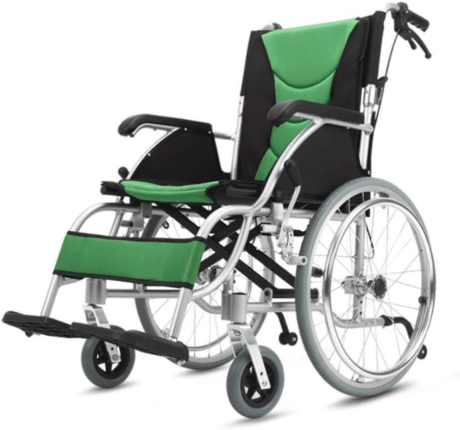 Wheelchair Thicken Aluminum Alloy Manual, Fold Light Elderly/Disabled Portable Trolley Scooter Transport Walker,Portable