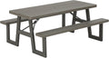 LIFETIME 6-Foot Folding Picnic Table with Benches, Seats 8, Heavy-Duty HDPE Tabletop, Steel Frame, Weather & UV Resistant Outdoor Picnic Table with Umbrella Hole
