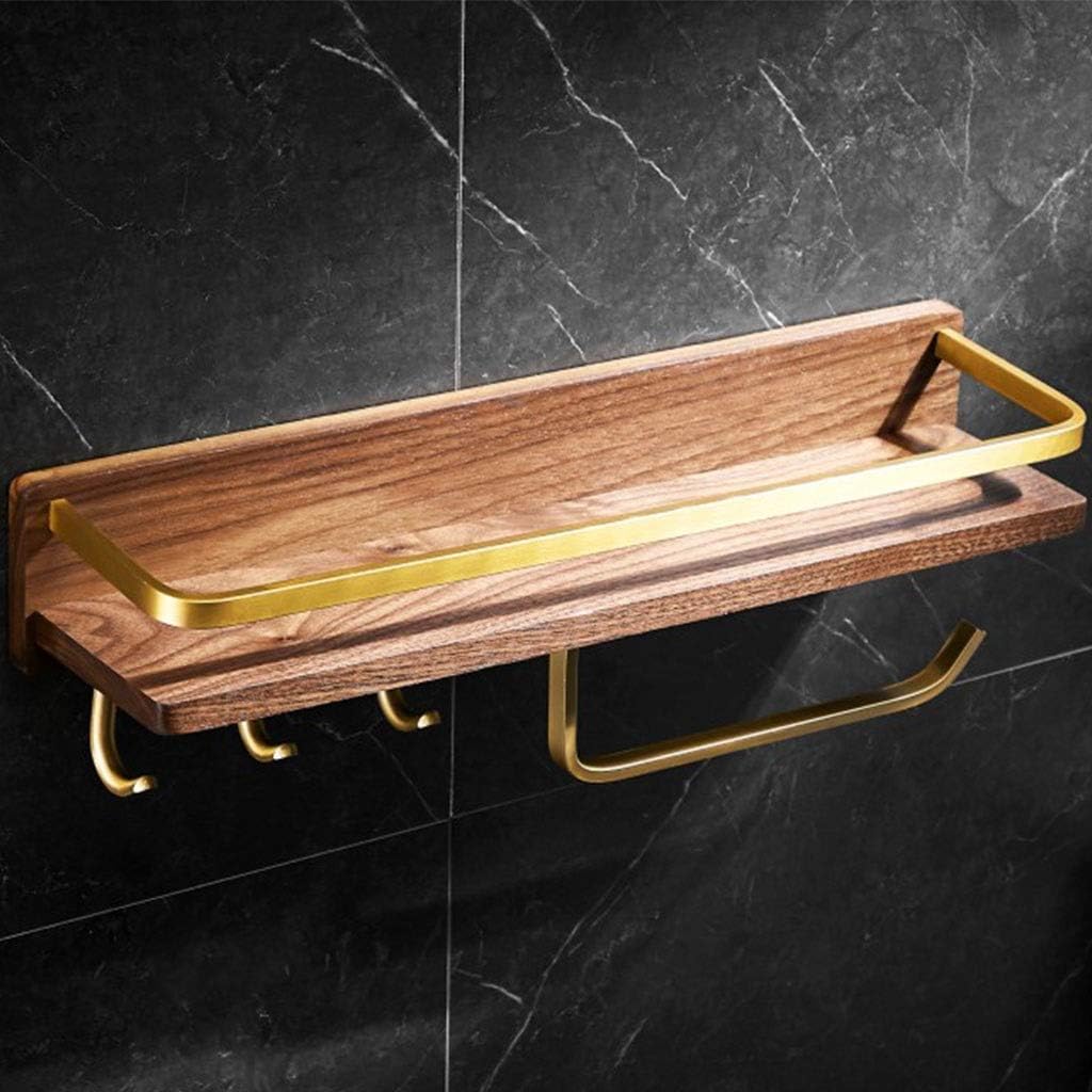 Floating Shelves Solid Wood Bathroom Shelf, Home Wall-Mounted Coat Rack, Bathroom Towel Bar, Modern Wall Decoration, Load Bearing 10kg (Color : Brown, Size : 45 * 11.5cm)