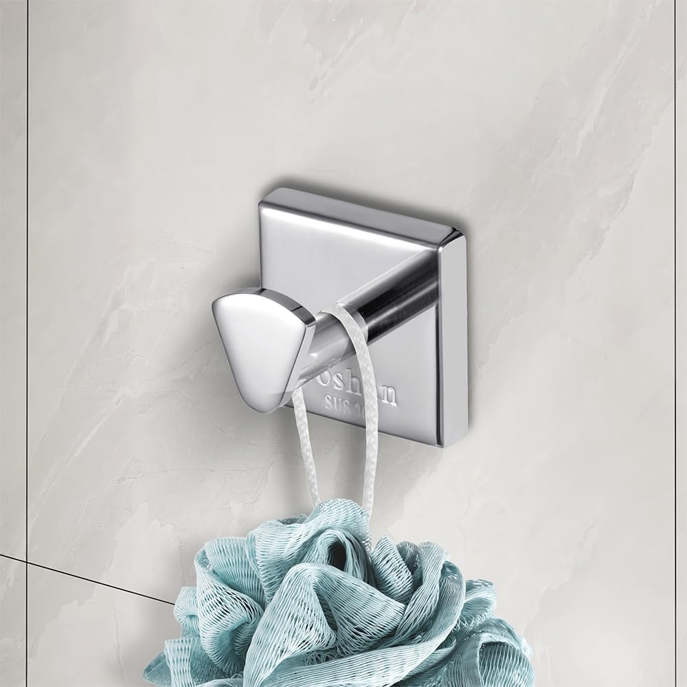 Roshan Handcrafted and Hand Polished Multi Purpose Towel Rack, Rust Proof and Peel Resistant Towel Shelf, Includes 2 Handmade Hooks (6-Piece Silver)