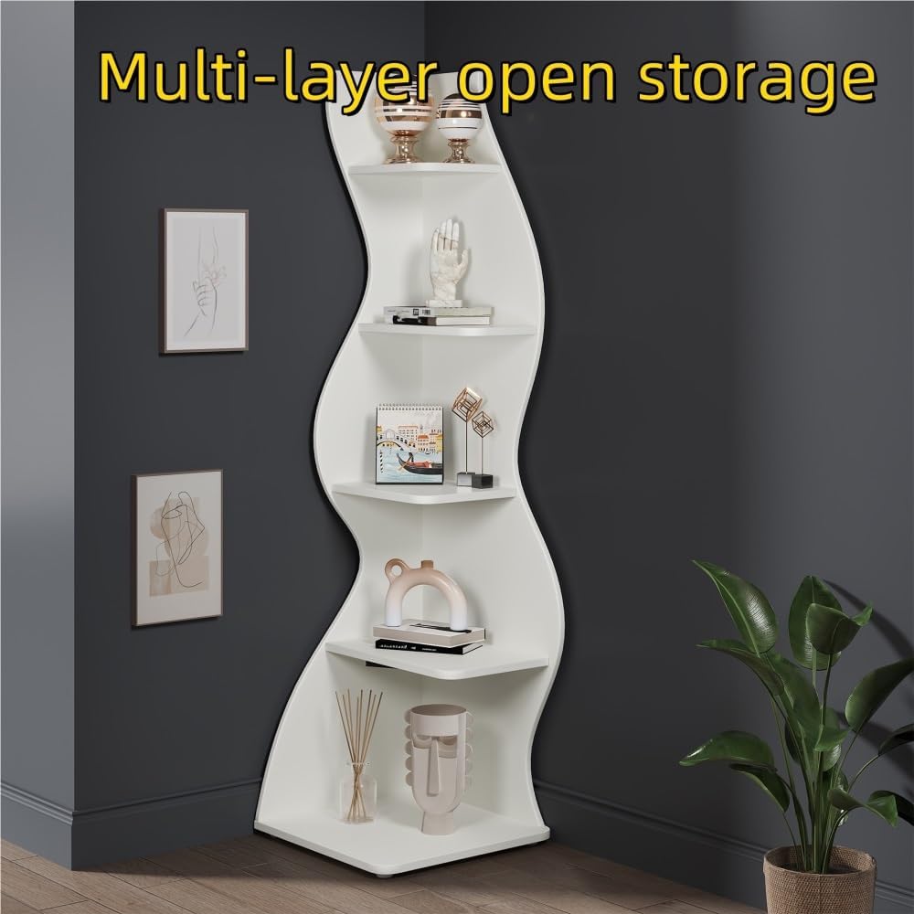 Vertical Bookshelf Tower, Narrow Corner Bookcase, Space-Saving Storage Shelf, Indoor Display Cabinet, Spine Bookshelf, Floor-Standing Corner Shelf for Bedroom(Black)