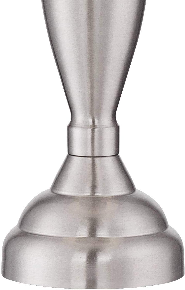 Regency Hill Blair Traditional 3-Way Table Lamps 25' Tall Set of 2 with Dimmers Brushed Nickel Metal Candlestick White Fabric Drum Shade for Bedroom Living Room House Bedside