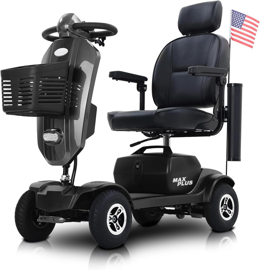 Mobility Scooters for Seniors & Adults 400 Lb Weight Foldable,All-Terrain Heavy Duty 4 Wheel Powered Scooter,Portable Disability Mobile Electric Wheelchair with Comfort Seat,15Miles,5MPH,Black
