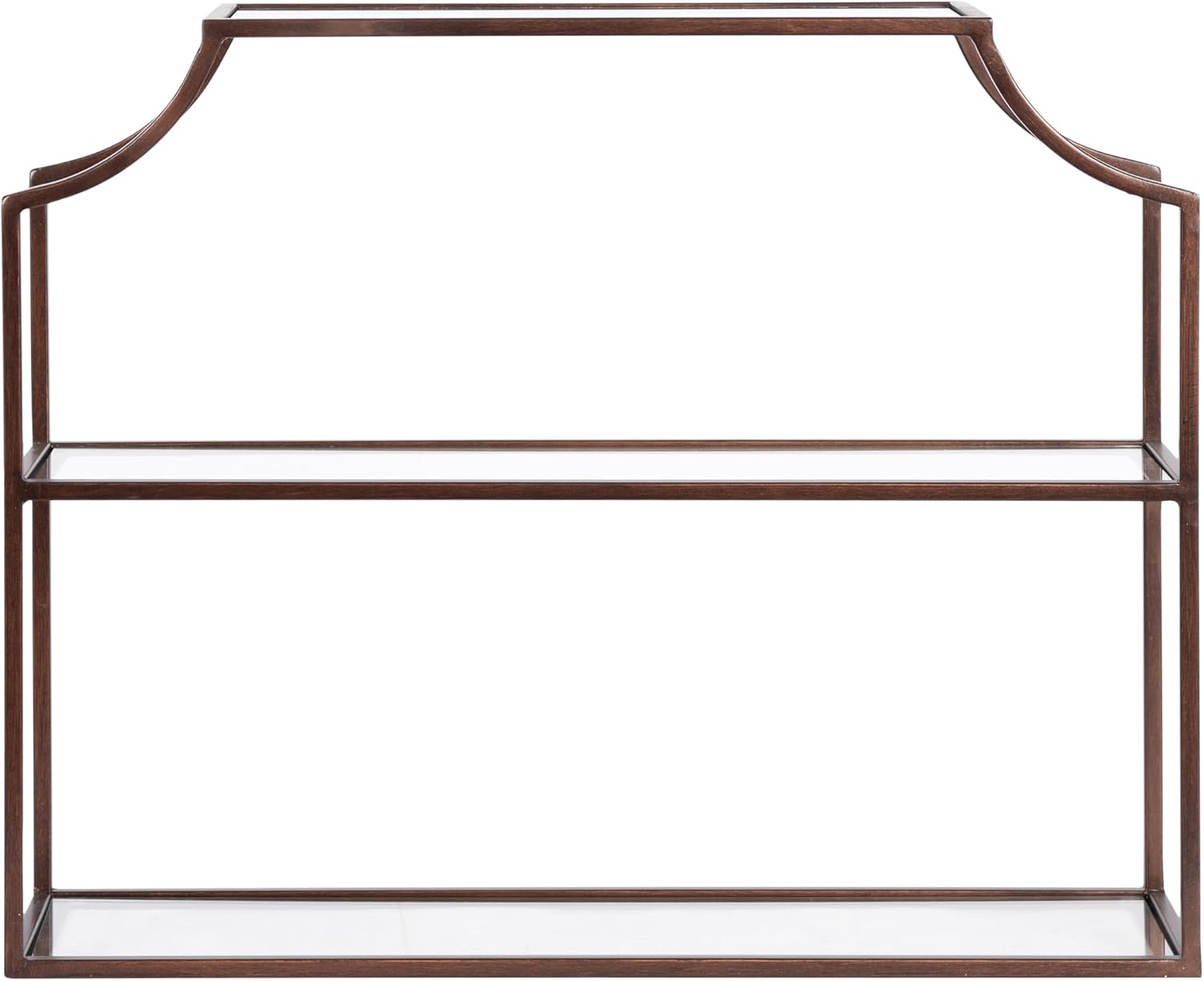 Kate and Laurel Ciel Modern Glam Wide Two-Tier Wall Shelf, 24 x 20, Bronze, Tiered Bathroom Shelves for Over the Toilet Storage or Bedroom Makeup Organizer