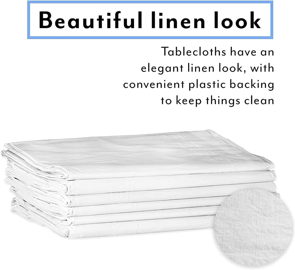 Upper Midland Products 82' Round Paper Tablecloths with Plastic Backing - 24-Pack, Elegant, All-Season, Great for Weddings and Formal Events